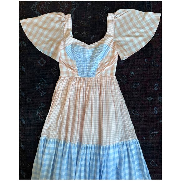 NWOT Prabal Gurung Sweetheart Neckline Midi Dress | Pink Blue Gingham Plaid sz 4 - Picture 10 of 11